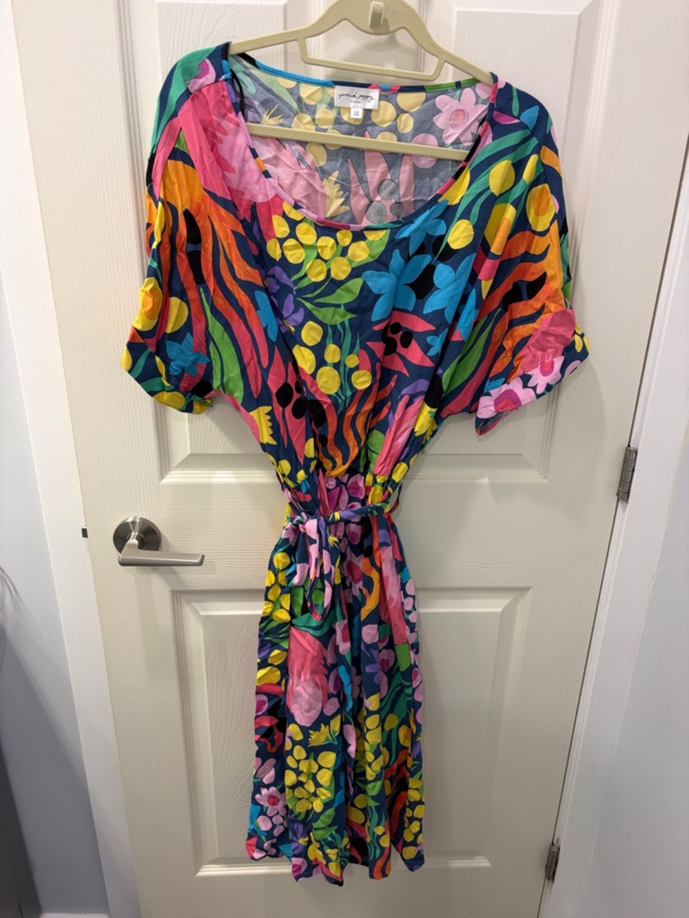 Colorful Tropical Floral Tie-Waist Dress